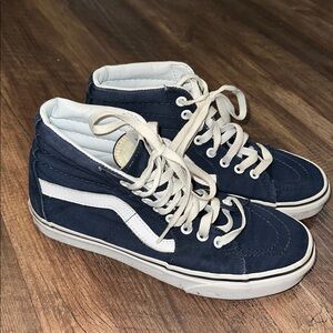 Vans Unisex Sk8-Hi High-Top‎ Sneakers Blue & White Size US Men 6.5 / Women 8